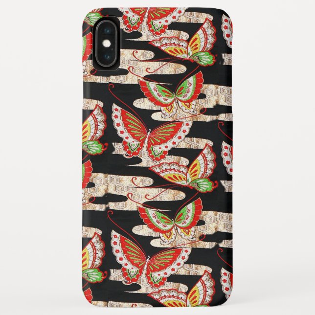 Funda De Case-Mate Para iPhone ANTIGUAS MARIPOSAS JAPONESAS LLAMADAS Negras (Reverso)