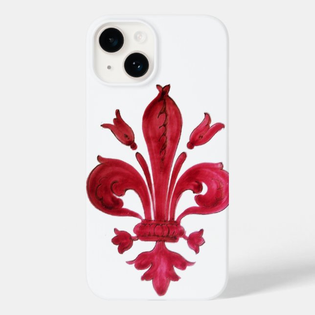 FUNDA DE Case-Mate PARA iPhone ANTIGÜEDAD RED FLEUR DE LIS EN BLANCO HERMOSO (Reverso )