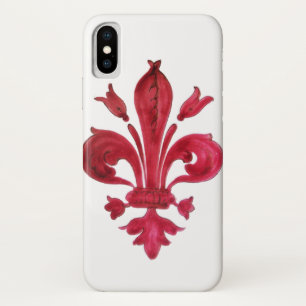 FUNDA PARA iPhone X ANTIGÜEDAD RED FLEUR DE LIS EN BLANCO HERMOSO