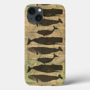 Funda Para iPhone 13  Antiguo Ballena Náutico Vintage Océano Vida Marin