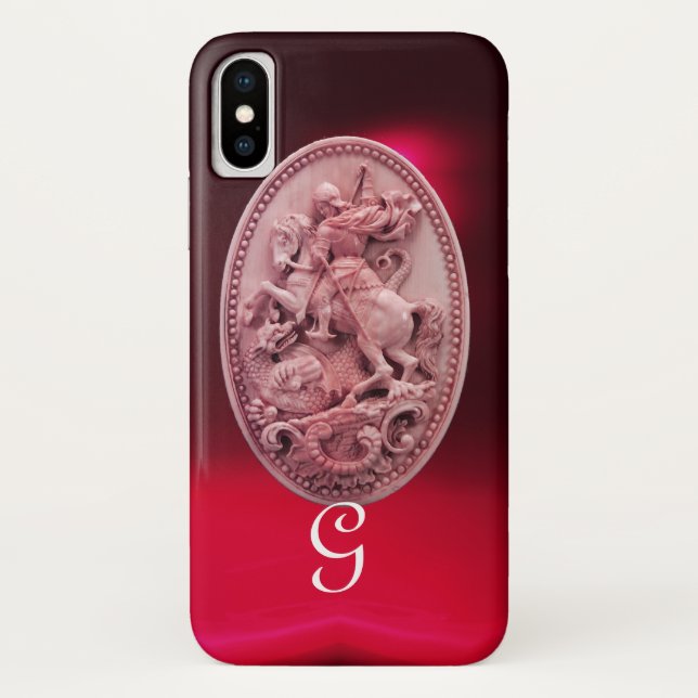 FUNDA DE Case-Mate PARA iPhone ANTIGUO CAMEO / SAINT GEORGE Y DRAGON MONOGRAM (Reverso)