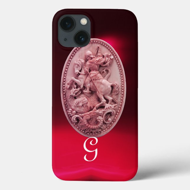 FUNDA DE Case-Mate PARA iPhone ANTIGUO CAMEO / SAINT GEORGE Y DRAGON MONOGRAM (Reverso)