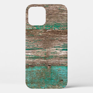 Funda Para iPhone 12 Antiguo fondo de madera marrón azul con dolor de c