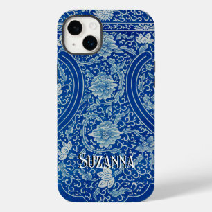Funda Para iPhone 14 Plus De Case-Mate Antiguo nombre de patrón azul de cobalto floral ch