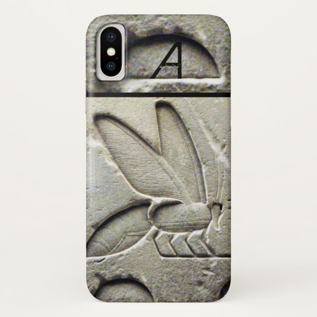 FUNDA DE Case-Mate PARA iPhone ANTIQUE EGYPTIAN HONEY BEE BEEKEEPER MONOGRAM (Reverso)