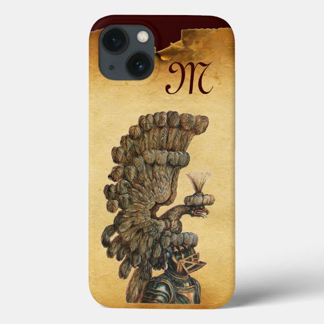 Funda De Case-Mate Para iPhone ANTIQUE KNIGHT HELMET CON EAGLE Parchment (Reverso)