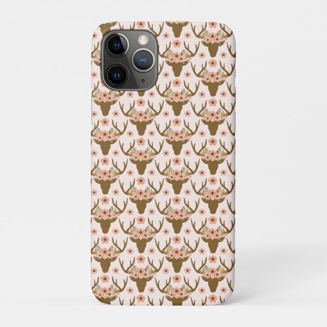 Funda De Case-Mate Para iPhone Antler Head Boho Rustic Pink (Reverso)