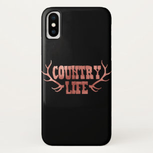 Funda Para iPhone X Antlers de Vida en el Campo Rosa Dorado Melocotón