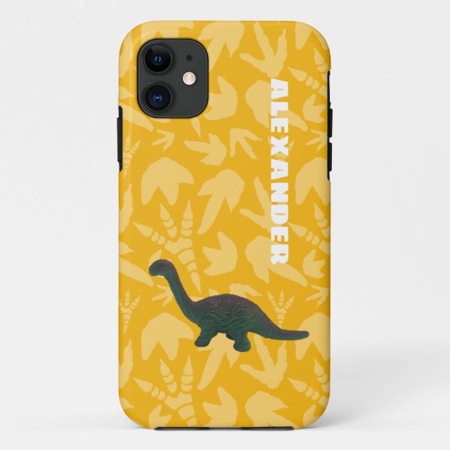 Funda De Case-Mate Para iPhone Apatosauro Juguetes Dinosaurio Verde y Amarillo (Reverso)