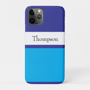 Funda Para iPhone 11 Pro Apellido con rayas azules Nombre personalizado