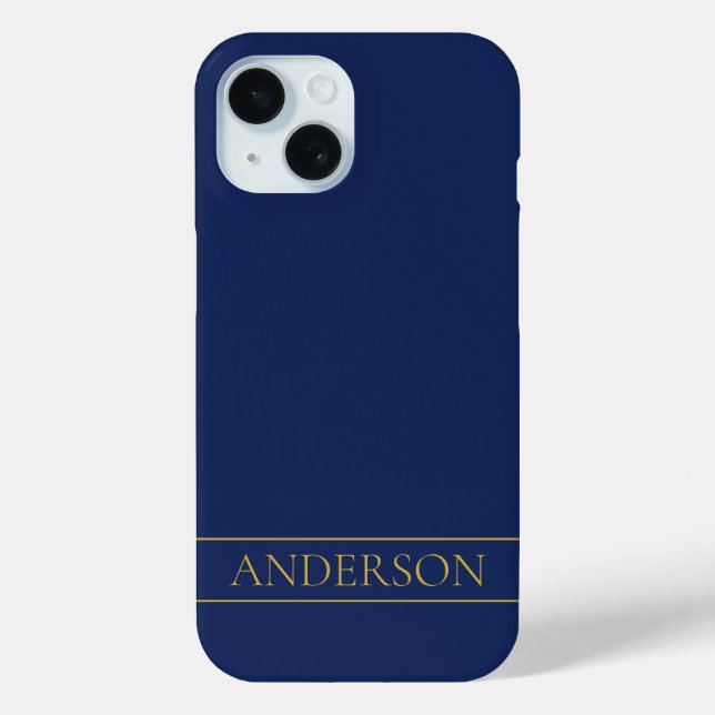 Funda De Case-Mate Para iPhone Apellido o empresa Navy Blue & Gold Name (Reverso )