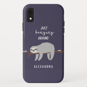 Funda Para iPhone XR Apenas colgando alrededor de pereza brillante del