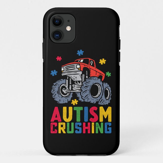 Funda De Case-Mate Para iPhone Aplastante de autismo Monstruo Camión Concientizac (Reverso)
