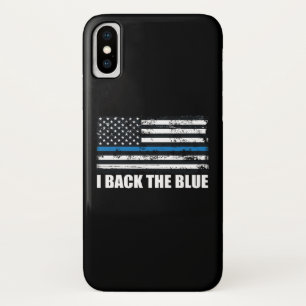 Funda Para iPhone X Apoya al Azul Línea azul fina bandera de EE. UU. M