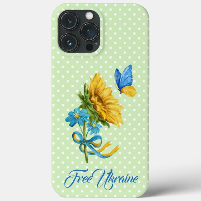 Funda De Case-Mate Para iPhone Apoyo a Ucrania de girasol y mariposa (Reverso )
