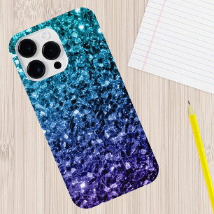 Funda Para iPhone 14 Pro Max De Case-Mate Aqua azul Ombre falso brillo destellos