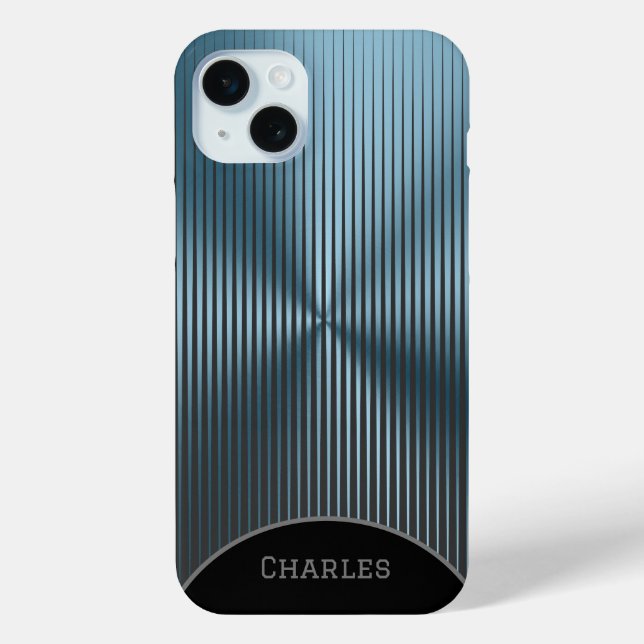 Funda De Case-Mate Para iPhone Aqua Blue Metallic y Black Personalizados (Reverso )