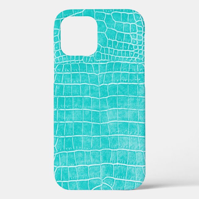 Funda De Case-Mate Para iPhone Aqua Faux Crocodile Leather (Reverso )