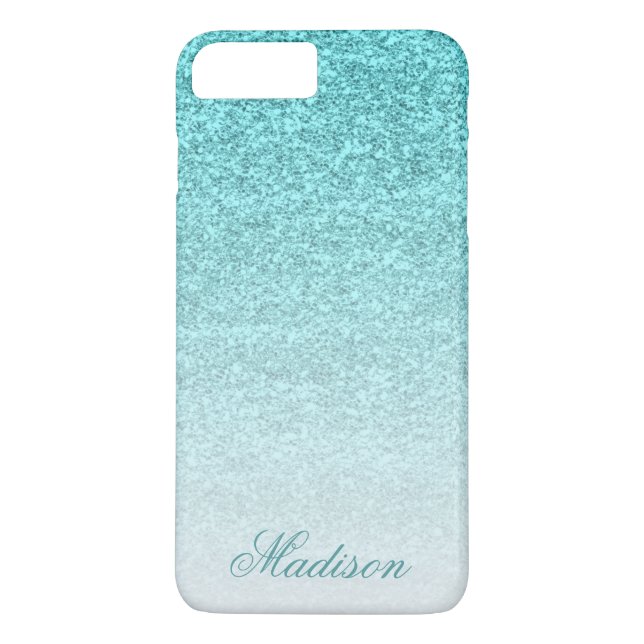 Funda De Case-Mate Para iPhone Aqua Faux Purpurina (Reverso)