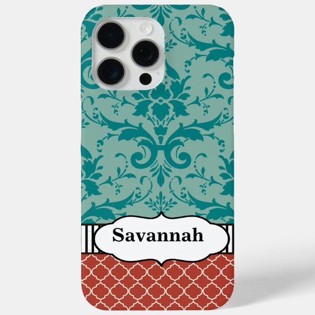 Funda De Case-Mate Para iPhone Aqua Naranja Turquoise iPhone personalizado marroq (Reverso )