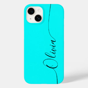 Funda Para iPhone 14 De Case-Mate Aqua Negro Nombre de Letra de Caligrafía Elegante