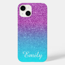 Aqua Ombre Purpur Glitter Personalizado