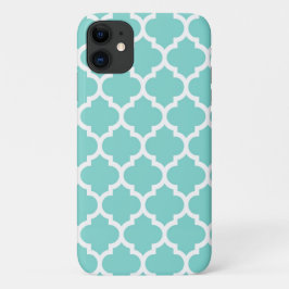 Funda Para iPhone 11 Aqua turquesa que patrón de quatrefoil marroquí #5