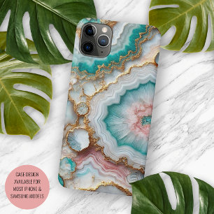 Funda Para iPhone 11 Pro Max Aqua Turquesa Rosa Azul Patrón de Arte de Mármol