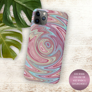 Funda Para iPhone 11 Pro Max Aqua Turquesa Rosa Rubor Remolino Arte