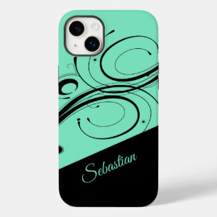 Funda Para iPhone 14 Plus De Case-Mate Aqua y negro acento de rollo personal