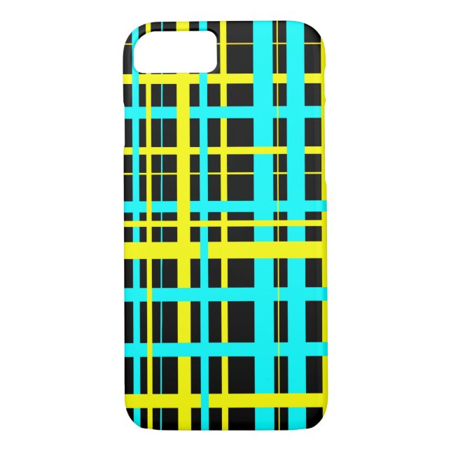 Funda De Case-Mate Para iPhone Aqua y rayas amarillas en un fondo negro (Reverso)