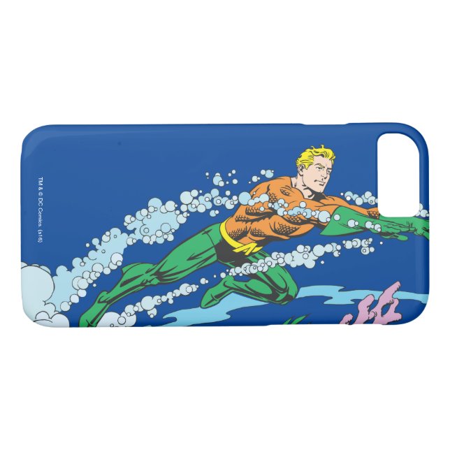 Funda De Case-Mate Para iPhone Aquaman salta sobre Coral (Reverso (horizontal))