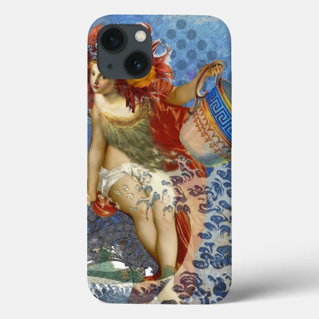 Funda De Case-Mate Para iPhone Aquarius Mermaid Arte Gótico Azul (Reverso)