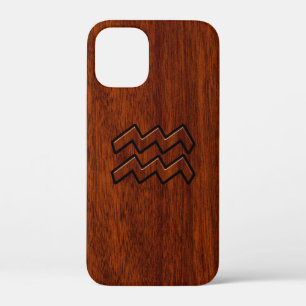title_seo2 Aquarius Zodiac Rótulo Estilo de caoba marrón