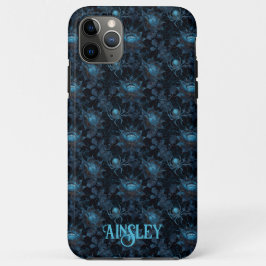 Funda Para iPhone 11 Pro Max Araña gótica Web Floral negro y azul