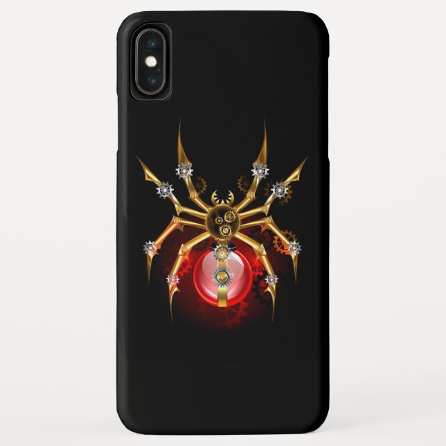 Funda De Case-Mate Para iPhone Araña steampunk sobre negro (Reverso)