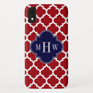 Funda Para iPhone XR Arándano Wht Marruecos #5 Azul Marino Nombre Monog