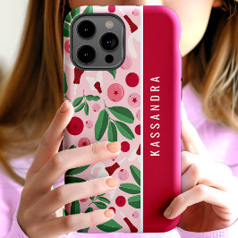 Funda Para iPhone 15 Arándanos Florales Nombre Personalizado