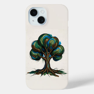 Funda Para iPhone 15 Árbol abstracto arte juguetón