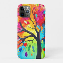 Funda Para iPhone 11 Pro Árbol arcoiris de pintura de vida