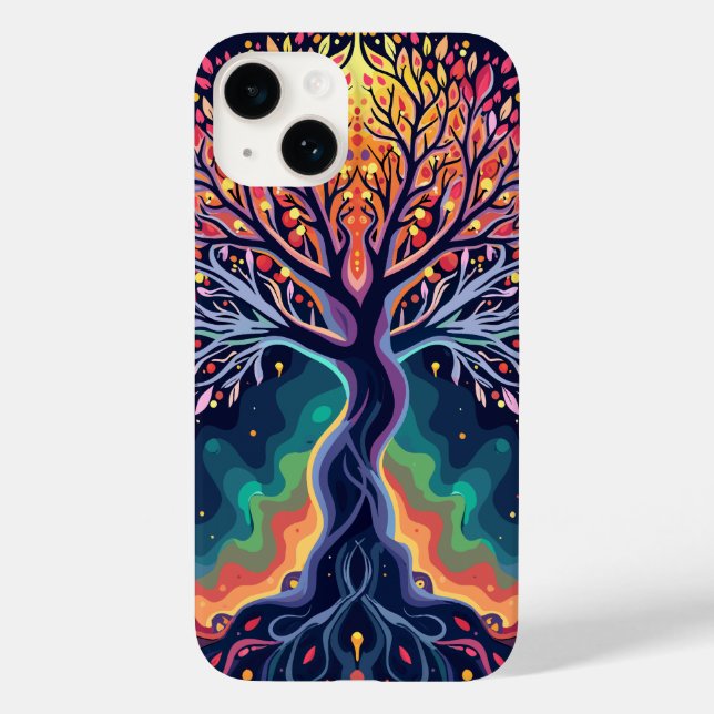 Funda De Case-Mate Para iPhone Árbol cósmico vibrante (Reverso )
