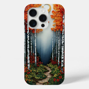 Funda Para iPhone 15 Pro Árbol de abedul artístico del bosque