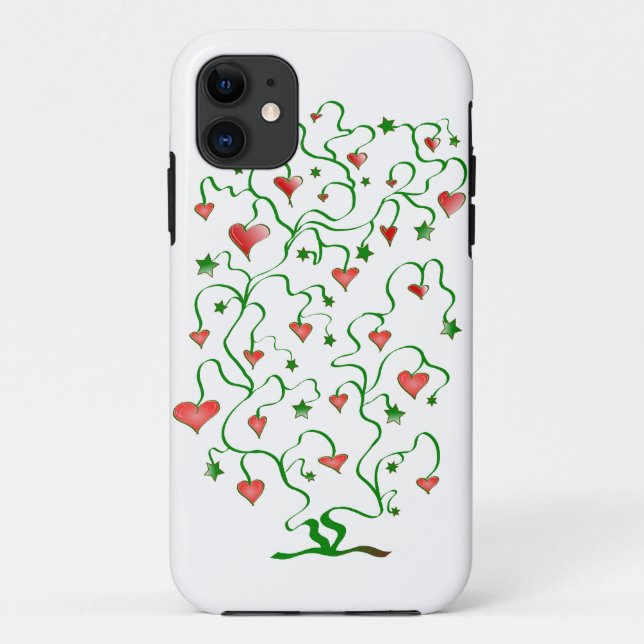 Funda De Case-Mate Para iPhone Árbol de corazones con hojas (Reverso)