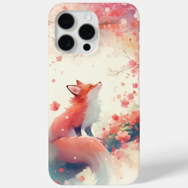 Funda De Case-Mate Para iPhone Árbol de flores de cerezo rojo Fox (Reverso )