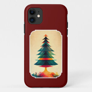 Funda Para iPhone 11 Árbol de Navidad alegre con diseño geométrico artí
