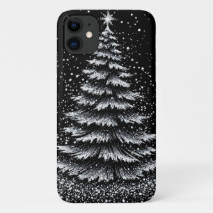 Funda Para iPhone 11 Árbol de Navidad Blanco Estética Invernal Elegante