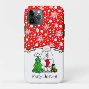 Funda Para iPhone 11 Pro Árbol de navidad de moras 2 caniche (blanco)