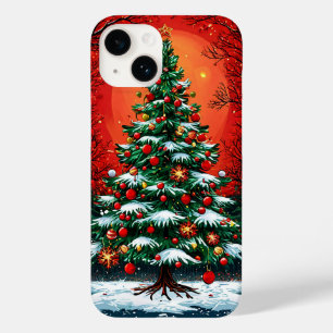 Funda Para iPhone 14 De Case-Mate Árbol de Navidad decorado en una escena invernal