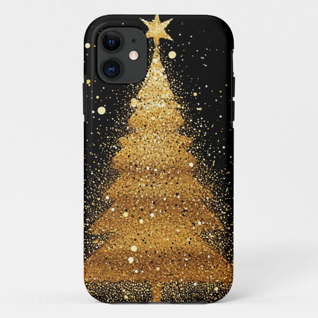 Funda De Case-Mate Para iPhone árbol de Navidad dorado (Reverso)