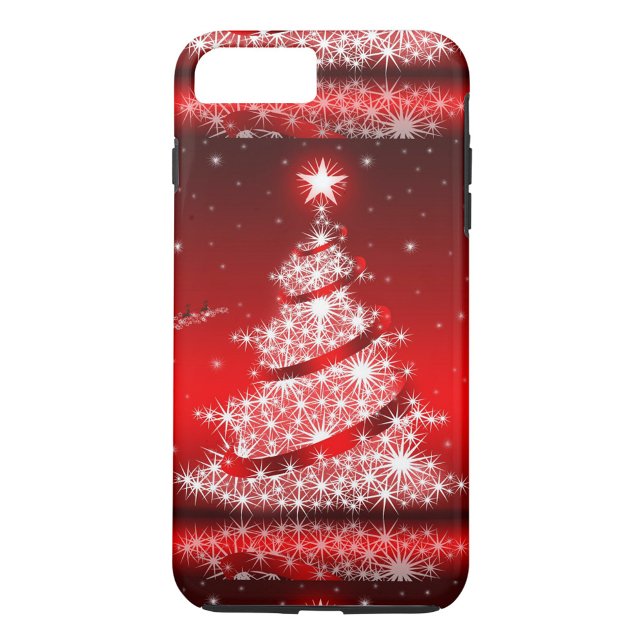 Funda De Case-Mate Para iPhone Árbol de Navidad espumoso (Shimmering stars against a red background!)